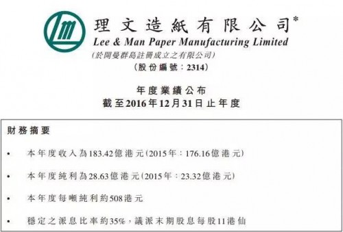 1吨纸净赚449元包装纸1年给理文贡献近30亿利润