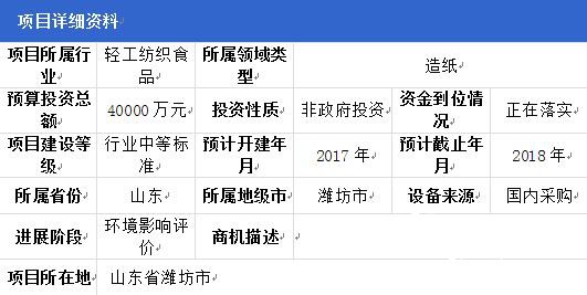 山东潍坊市年产11万吨集束包装纸板项目