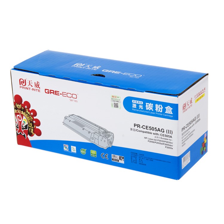 天威(PRINT-RITE) CE505ACRG319 黑色硒鼓 适用于惠普HP P2035P2035n A4 5%覆盖率打印量2300页