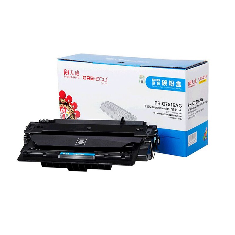 天威(PRINT-RITE)PR-7516AG 黑色 打印机硒鼓 蓝包 标准装 通用HP-Q7516A 适用于HP 52005200N5200L 打印量12000页