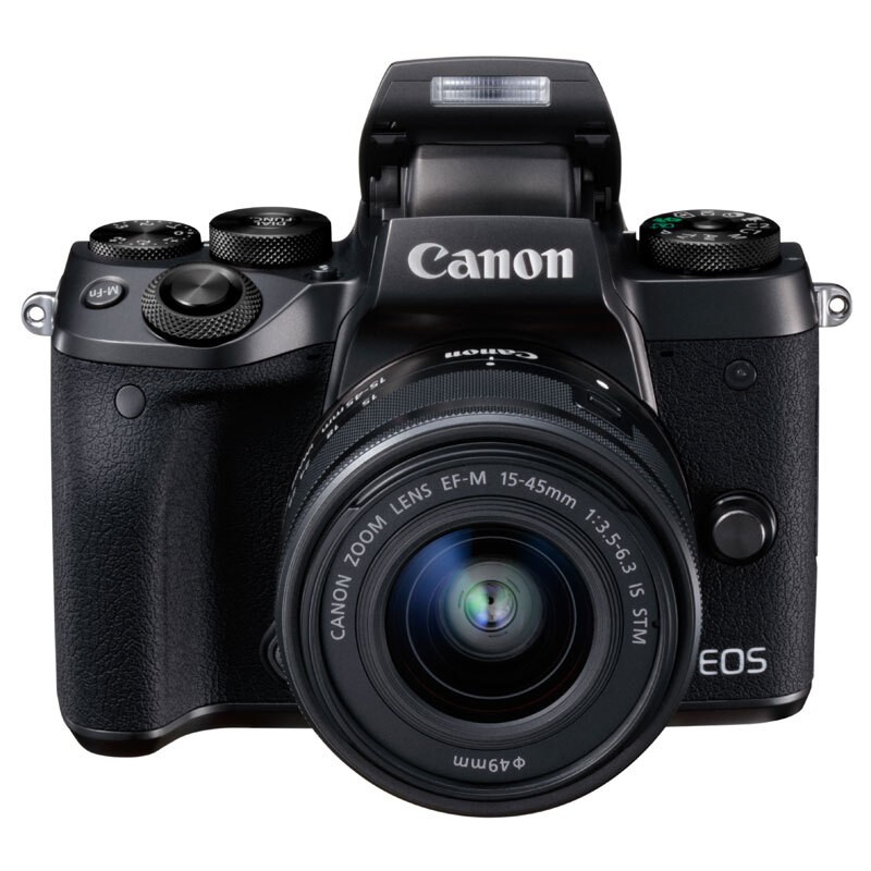 佳能（Canon）EOS M5 微单相机套机 APS-C画幅CMOS传感器 约2420万像素 3.2英寸液晶屏 全像素双核对焦 专业电子取景器 无内置存储 含EF-M 15-45mm f/3.5-6.3 IS STM镜头 含相机包 一年保修 黑色