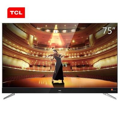 TCL 75C2 75英寸 4K智能网络电视 支持有线/无线连接 LED背光 二级能效 一年保修 黑色 配挂架